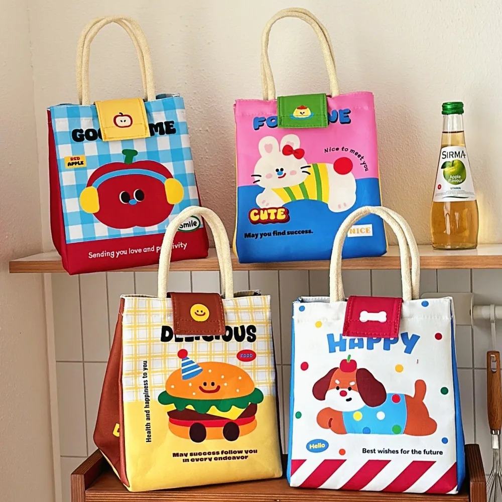 Cute Bento Bag For Office Workers Large Capacity Tote Bag Cartoon Insulated Fresh-Keeping Bag Student Lunch Box Bag 250723