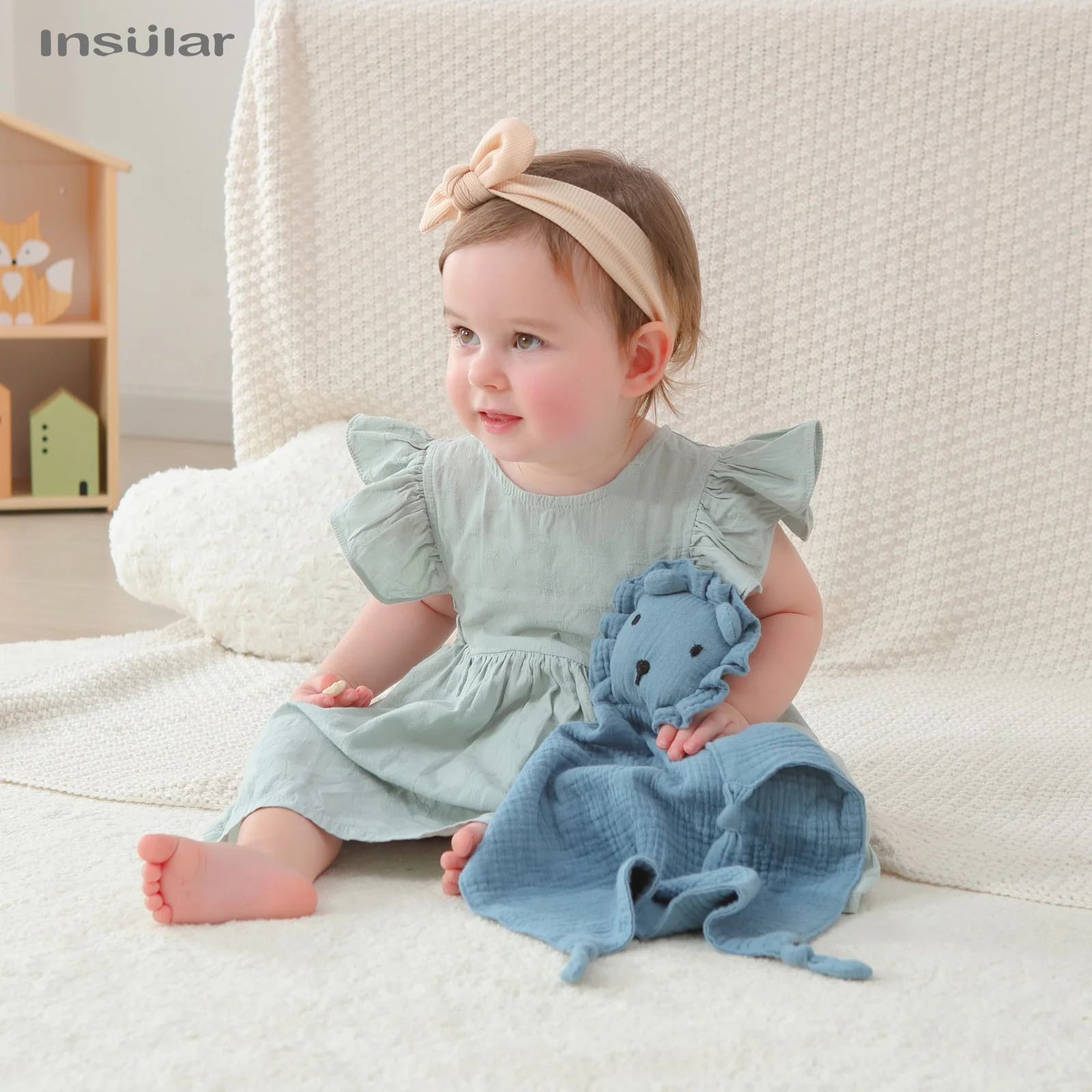 Soft Cotton Muslin Baby Bib Stuffed Lion Doll born Appease Towel Security Blanket Sleeping Cuddling Facecloth 250725