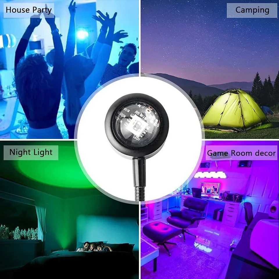 RnnTuu Led Usb Sunset Lamp Projector Home Decor Night Light Portable Mood Light For Living Room Wall Photography Neon Lights XJ250725