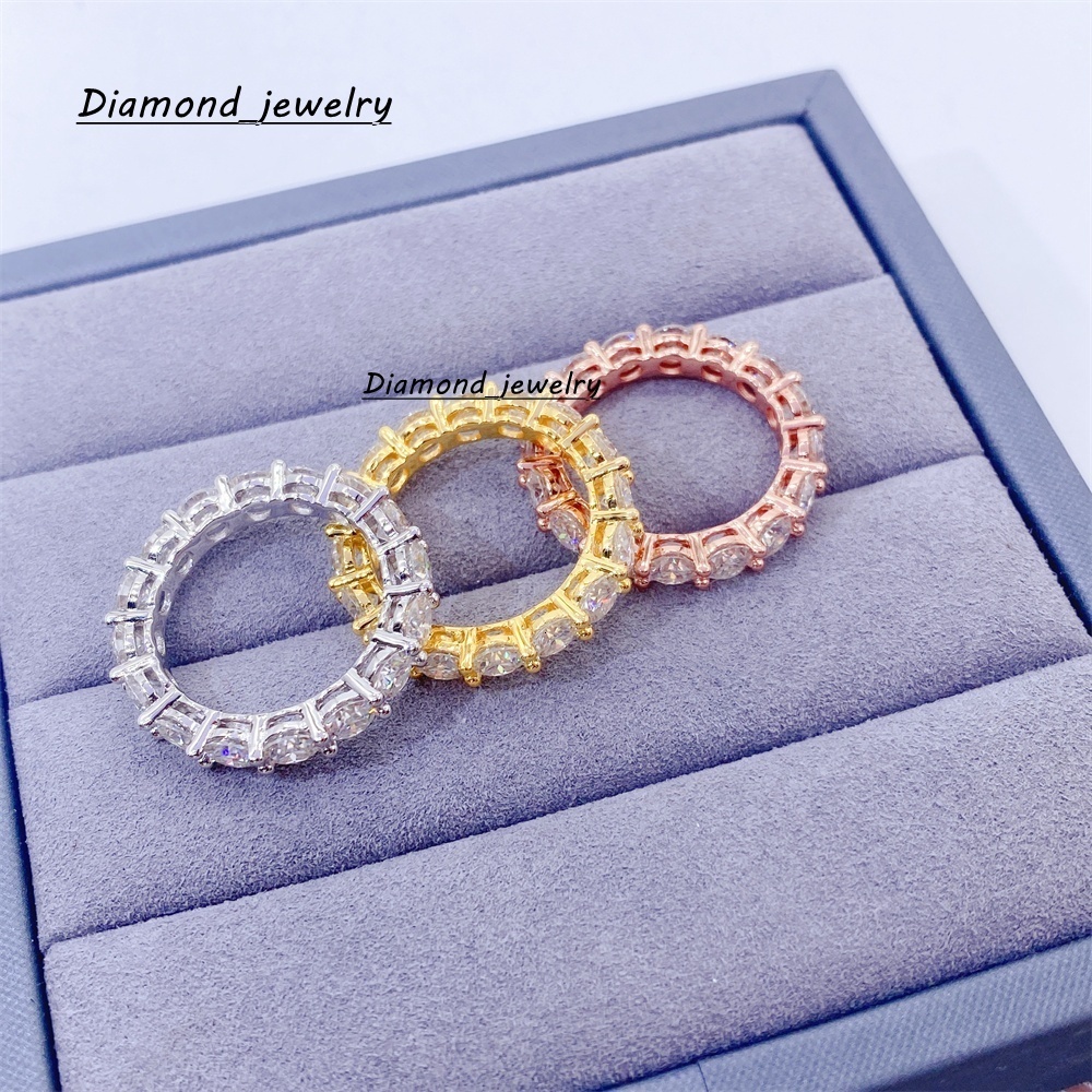 New Arrival Stock Cheapest Price 14k 18k Gold Plated 4mm Tennis Eternity Band Sterling Silver Ring