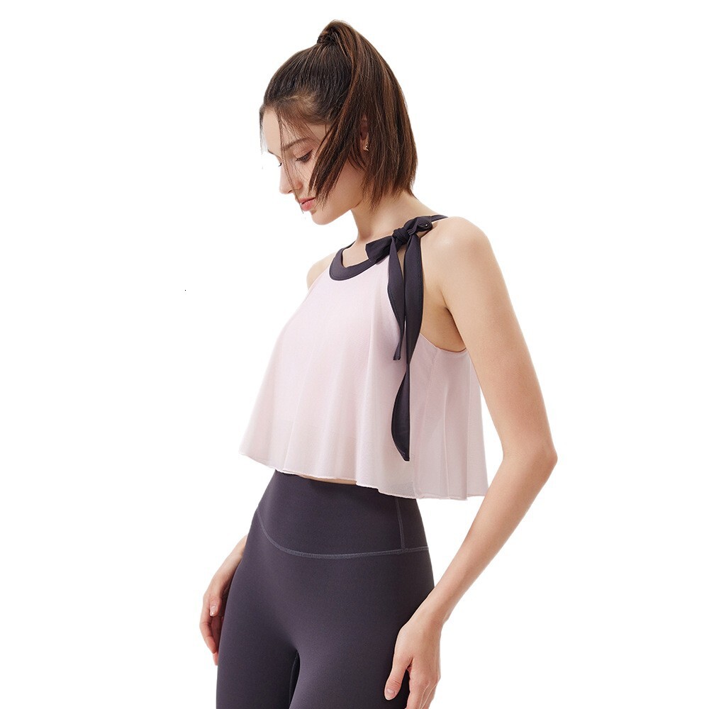 Cloud Feel Mesh Yoga Vest for Women with Fixed Chest Pads, Fitness Top, Shockproof Running Quick-Dry Sports Bra