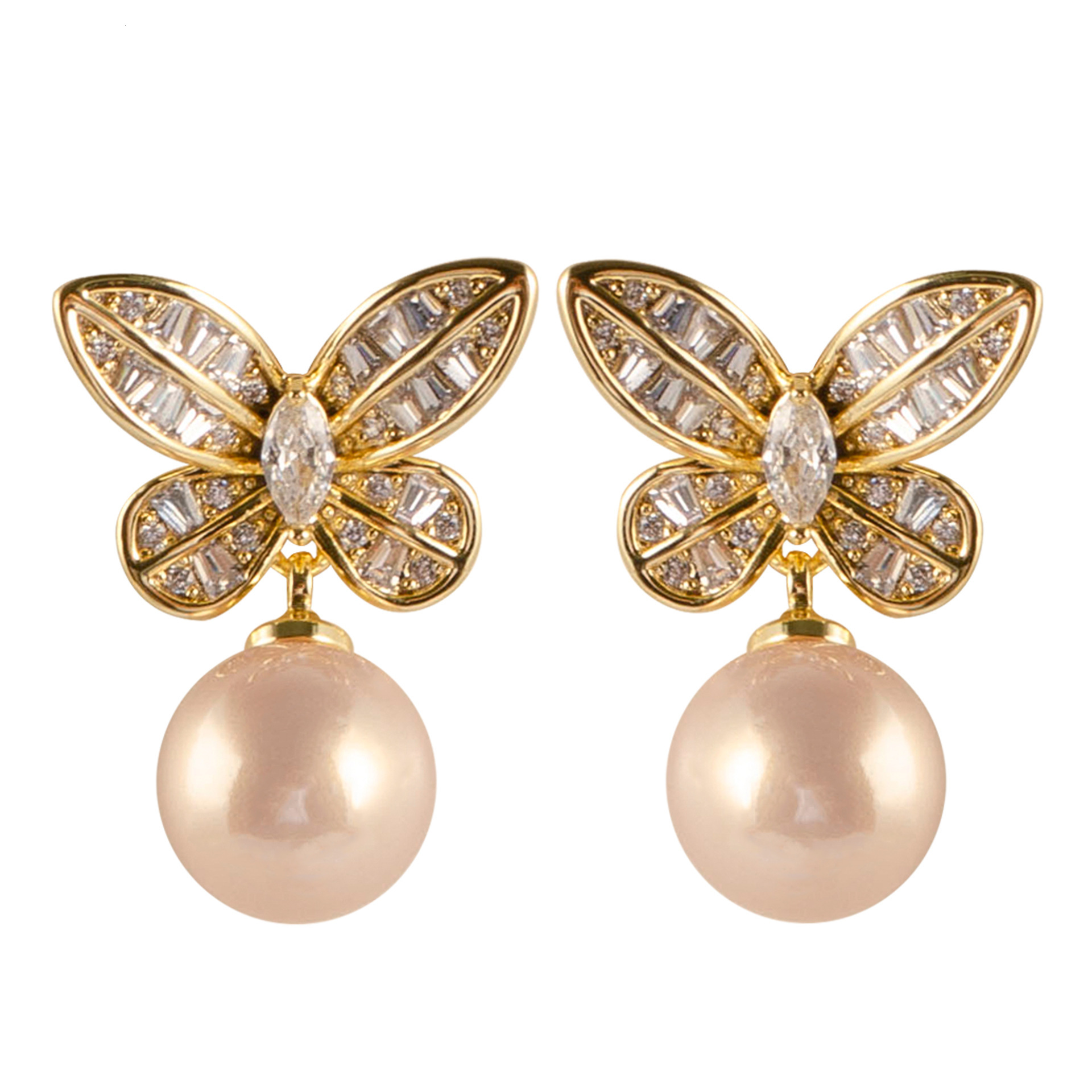 Internet Celebrity Sweet Exquisite Inlaid Zircon Butterfly Pearl Stud Earrings for Women Elegant Versatile Sier Needle Ear Jewelry