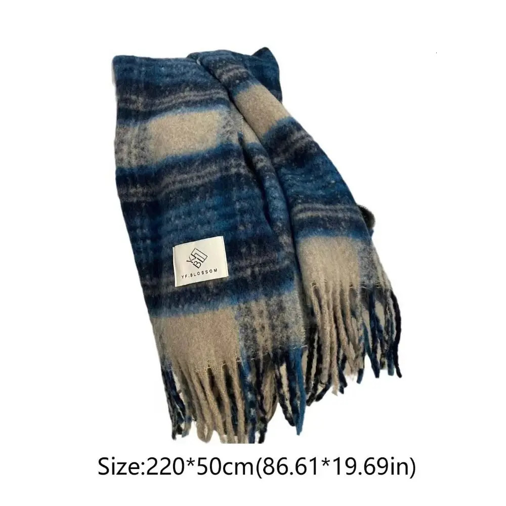 Classic Tassel Mint Chocolate Color Plaid Scarf Plush Color Matching Long Shawl Solid Color Wool Scarves Cape Wraps Women/Men 250724