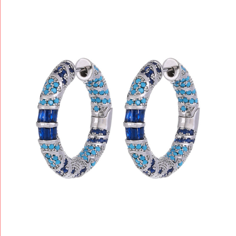 2025 Choucong Ins Top Sell Clip Earrings Vintage Jewelry 925 Sterling Silver Pave Blue Cubic Zircon CZ Diamond Gemstones Delicate Women Ear loops Gift