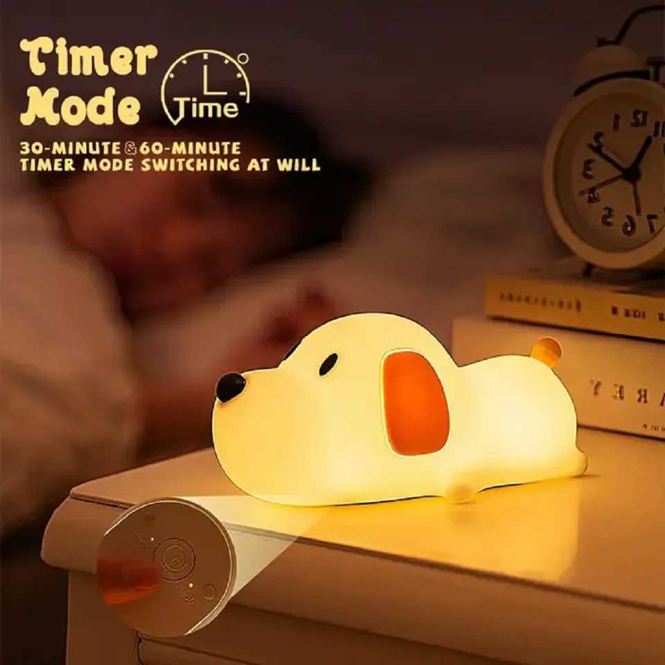 Puppy Led Night Light Rechargeable Bedside Table Lamp for Toddler Baby Nursery Silicone Capybara Birthday Gifts Squishy LightXJ250725