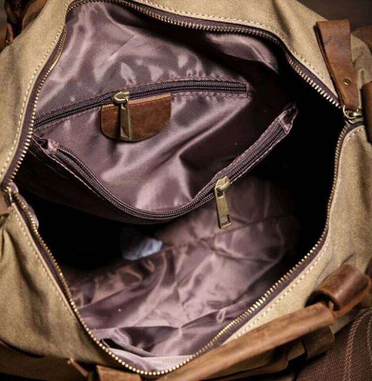 OLOEY Vintage Military + Genuine Leather Shoulder Sling Crossbody Tote Handbag Men Canvas Messenger Bag Leisure