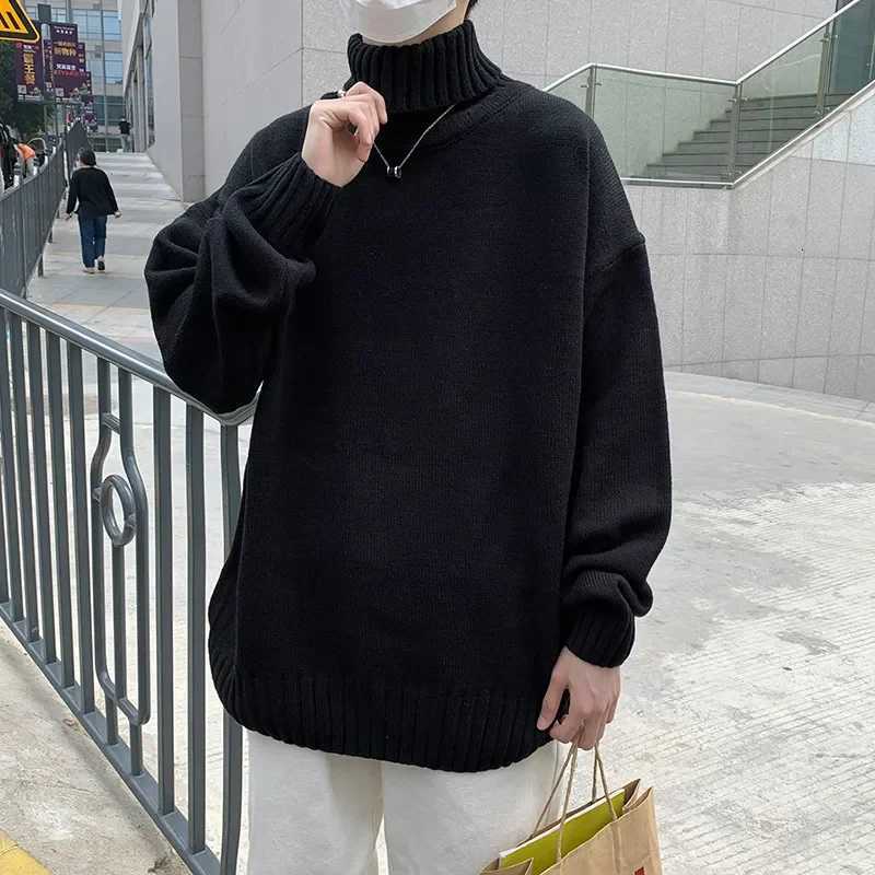 New Turtleneck Sweaters Men Loose Knitted Pullover Streetwear Mens Oversized Sweater Fashion Casual Sweater Men Pullovers M-8XL Z250725