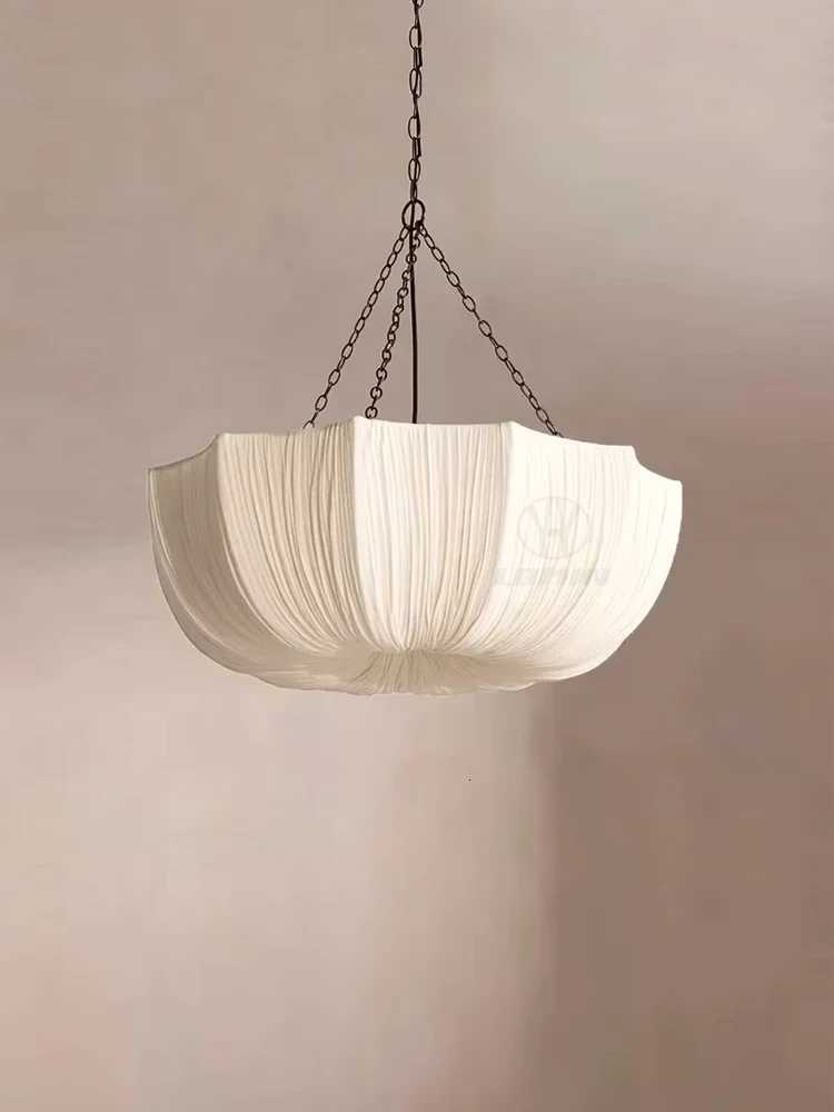 Nordic Modern Handmade Fabric Pendant Lights Rustic Natural Ceiling Lamp for Living Room Bedroom or Restaurant Cafe XJ250725