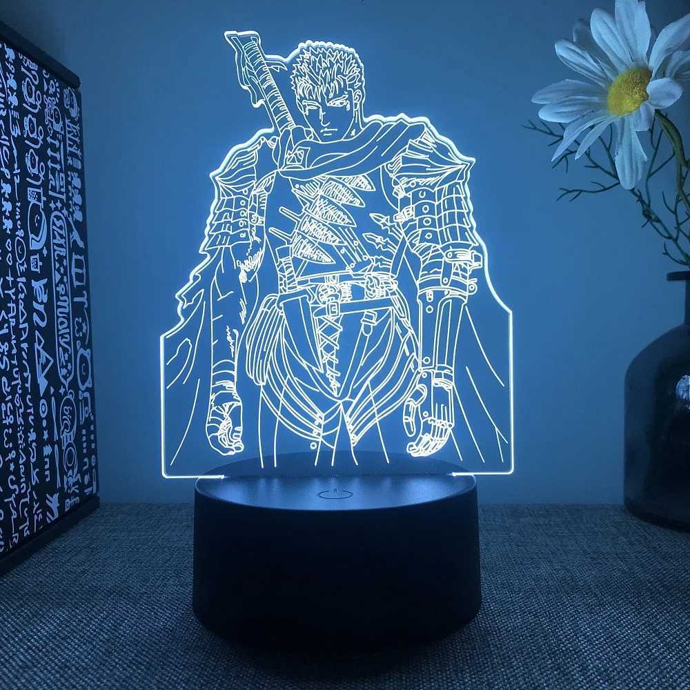 Anime Led Light Berserk Guts Figure for Bedroom Decorative Night Light Birthday Gift Kids Room 3d Table Lamp Manga Berserk XJ250725