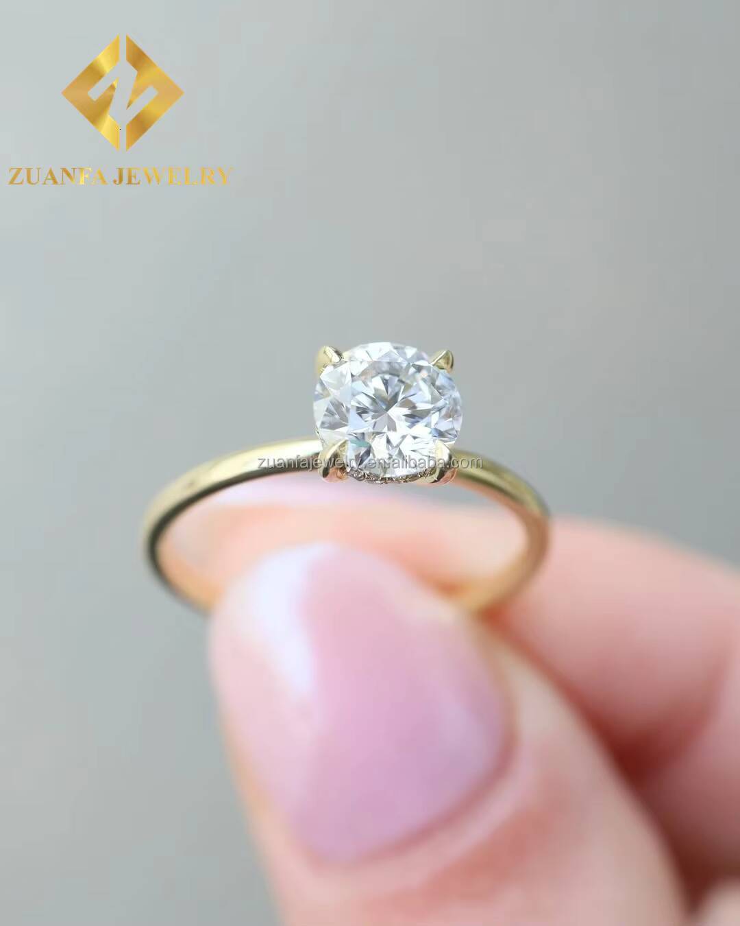 Factory Outlet Classical Brilliant Cut Lab Grown Diamond 14K Solid Gold Solitaire Diamonds CVD/HPHT Rings