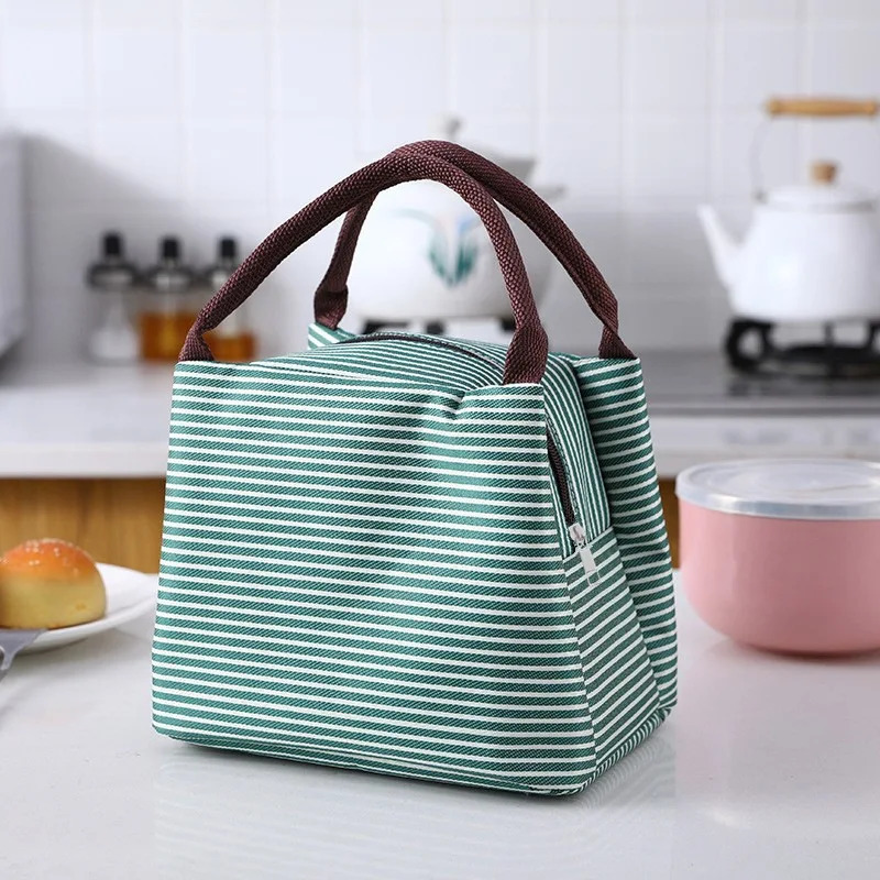 Stripes Lunch Bag For Women Isothermal Bag Packaged Food Thermal Bags Thermo Pouch Lunch Bag Refrigerator Bag 250723