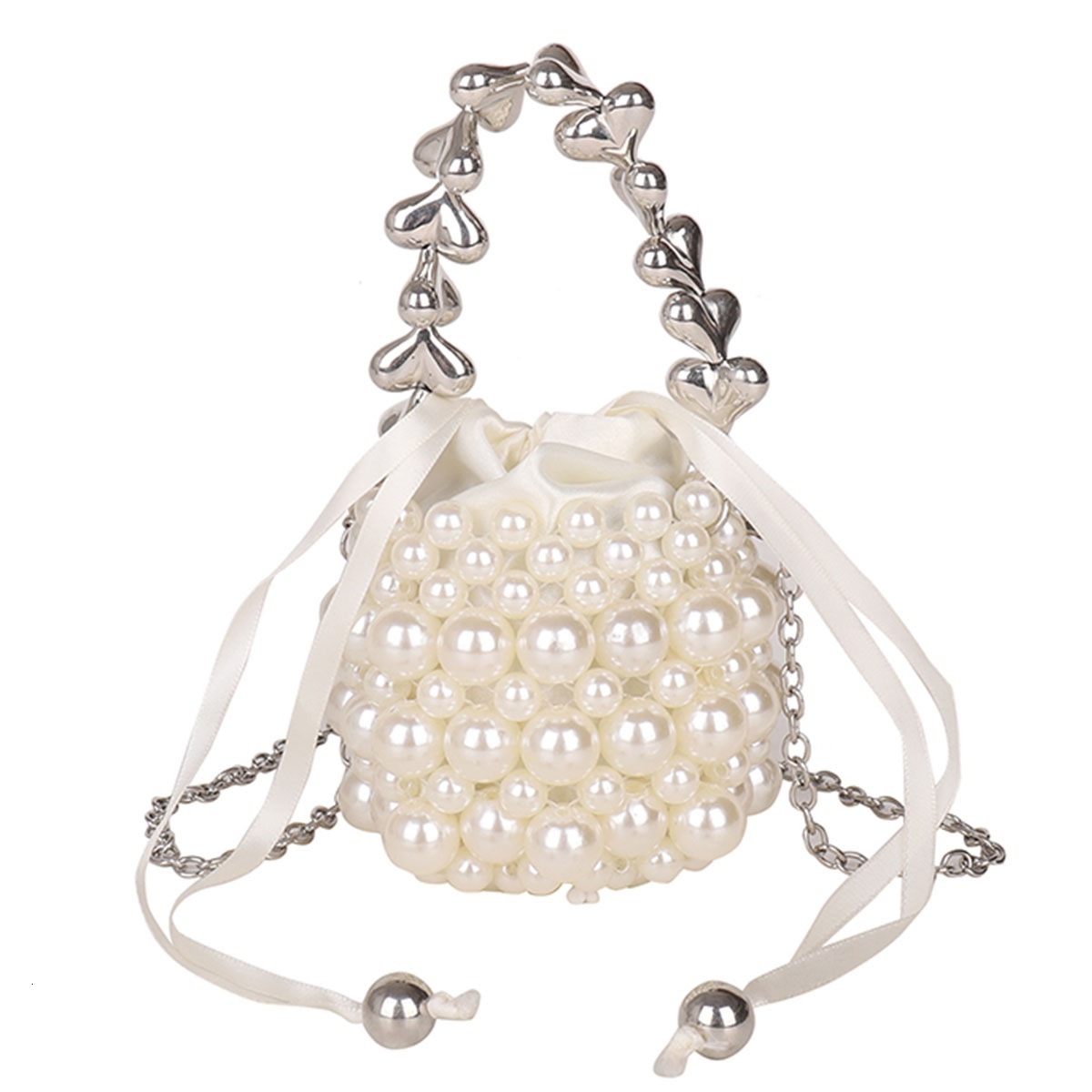 Luxury Brand Designer Bag Mini Vintage Handbag With Net Beaded Red Pearls, Chain, Ins Style, Handmade Women's Small Bag, Woven Crossbody Luxury b