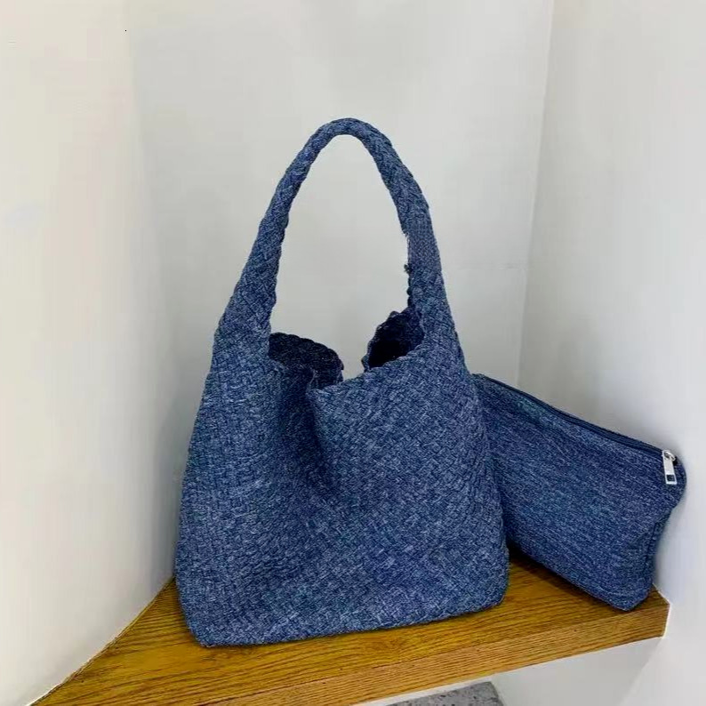 Snowflake Denim Large Capacity Women's Woven Bag Free Shipping Designer Luxury Shoulder Bag Tie Dye Handbag New Casual Shopping Bag