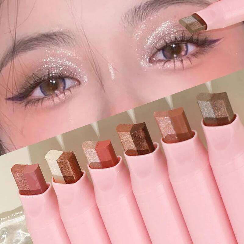Metallic Grey Sier Eyeshadow Eyeliner Pencil Long-lasting Silkworm Highlighter Pen Two-color Shimmer Gradient Eye Shadow Stick X25072