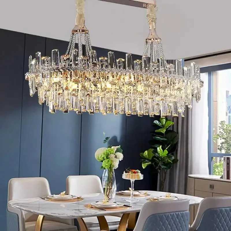 Luxury Modern LED E14 Ceiling Chandeliers Decorative Clear Crystal Hanging Lamps for Villa Living Dining Room Lighting FixturesXJ250725