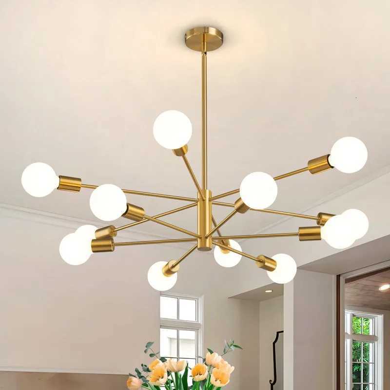 Household Living Room Chandelier Light 6/8/10/12 Lamp Heads Modern Dining Room Bedroom Gold/Black Ceiling Chandelier Lamp E27 XJ250725