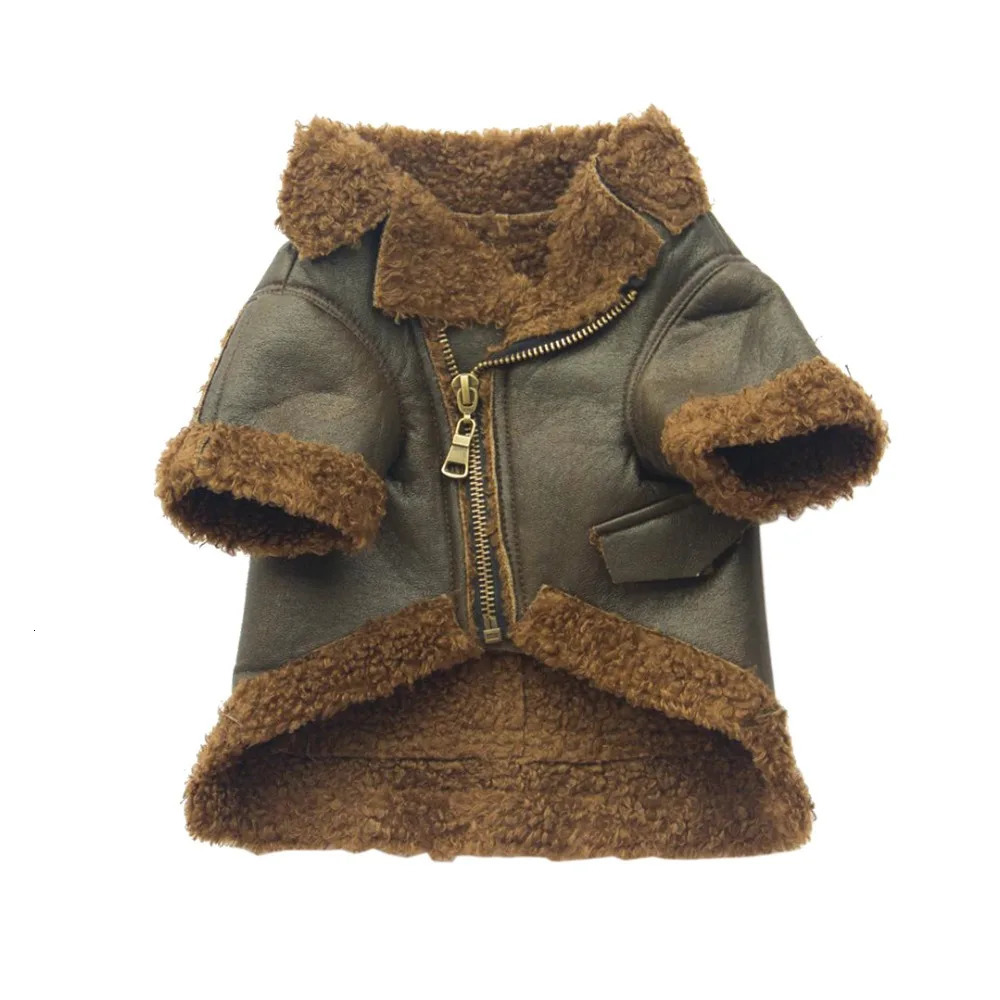 Fashion Thickened Dog Leather Jacket Coat Windproof Velvet Dog Fur Jackets Warm Winter Pet Clothes For Autumn/Winter 250724