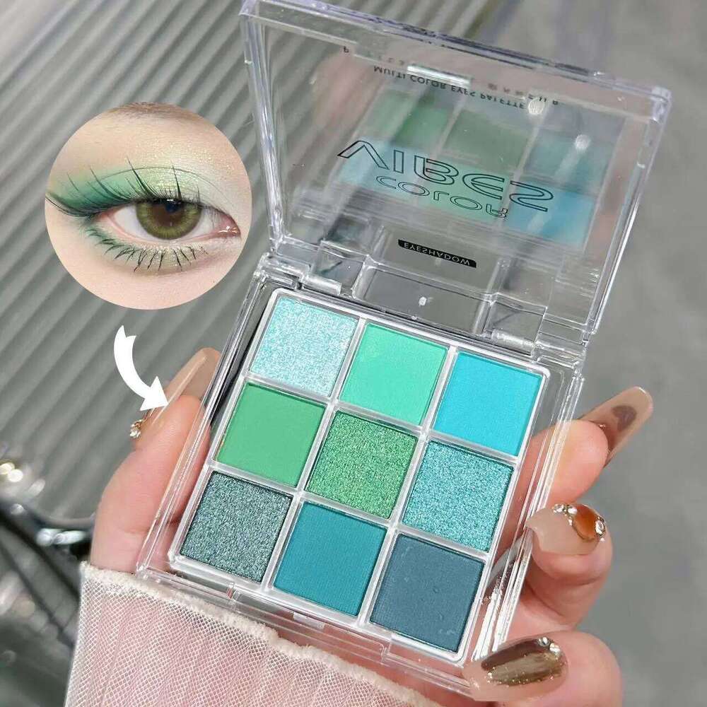9 Colors Glitter Eyeshadow Avocado Green Shimmer Pearlescent Matte Colorful Shadows Palette Waterproof Eye Make Up