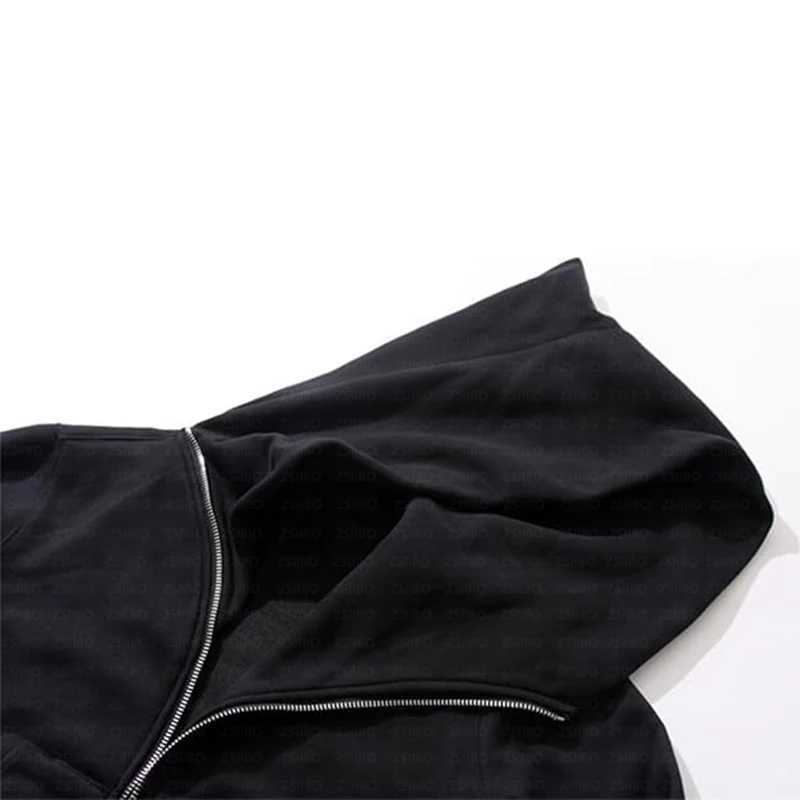 New Hoodies Men Zipper Cardigan Harajuku Black Sweatshirts Hip Hop Clothing Skateboard Streetwear Cloak Hooded Jacket Coat XJ250726 - view 4