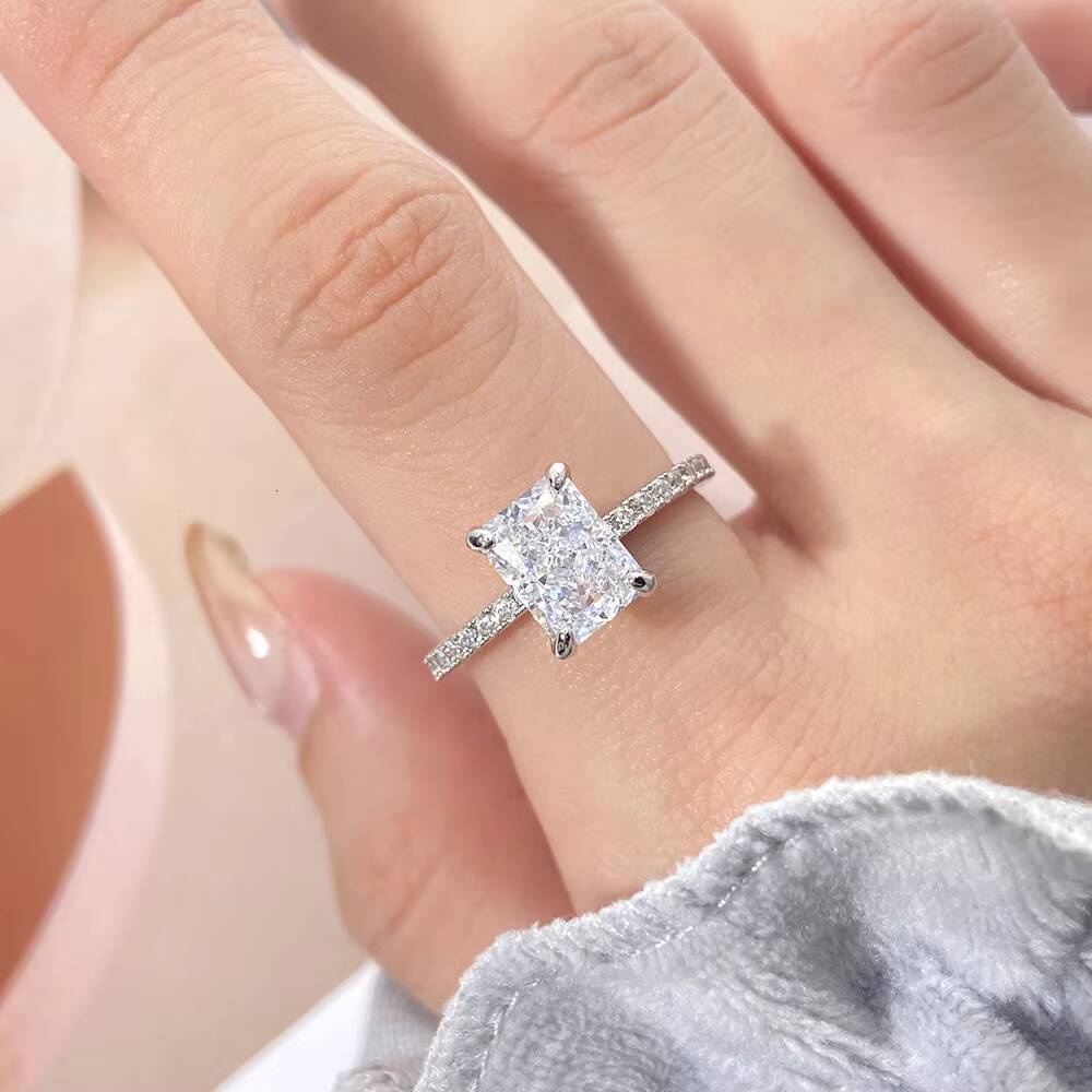 FOXI Local Stock in US 925 Silver Fine Rings 8A Cubic Zirconia Crushed Ice 925 Sterling Silver Rings Jewelry Women