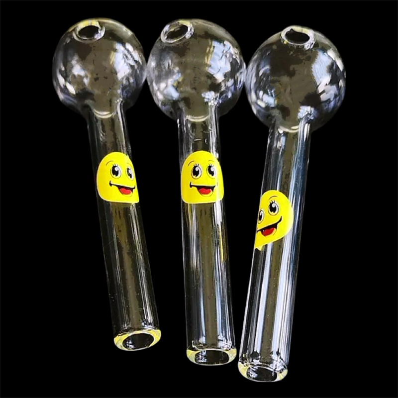Badboneglass 4inch Smiley Thick Oil Burner With 25mm Big Head Bowl - 4 Inch Smile Face Pyrex Glass Smoking Hand Pipe