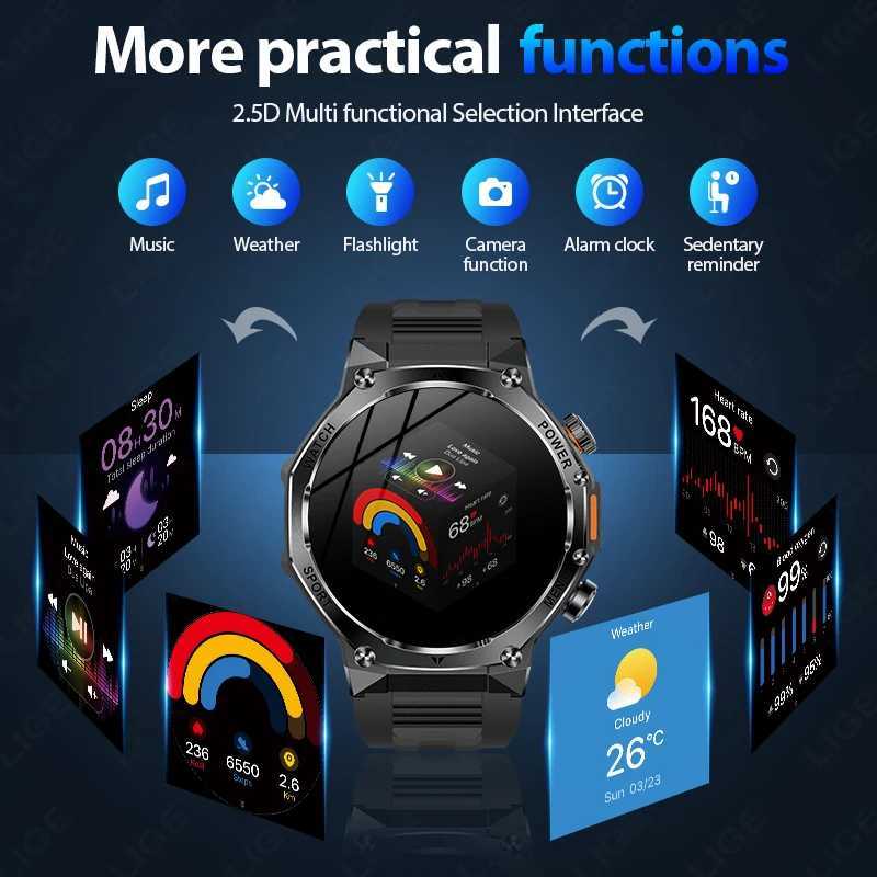 1.8 Large Screen 800mAh Battery Bluetooth Call Men SmartWatch Sports Health Monitor Flashlight Smart Watch For Android IOS X250726