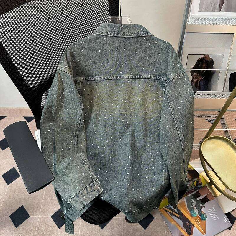 Male Chic Hot Dia Jackets Men's 2025 Autumn New High-End Retro Trendy Loose Lapel Coats Versatile Denim Jacket