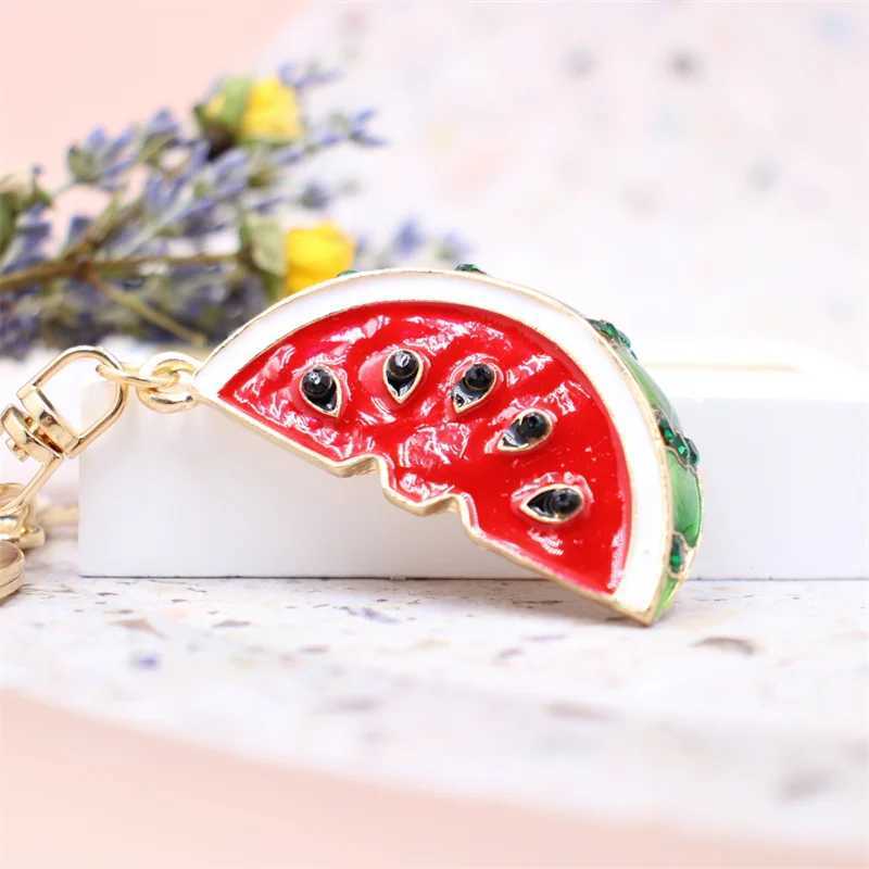 Alloy Simulation Watermelon Keychain Creative Summer Fruit Environmental Protection Model Car Phone Bag Pendant Ornaments Gift R250725