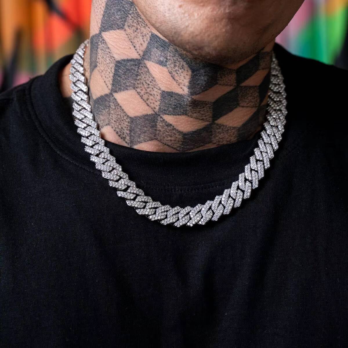 Buy High Quality 12MM Iced Out Moissanite Diamond Cuban Link Chain Hip Hop stylish Classic Chain