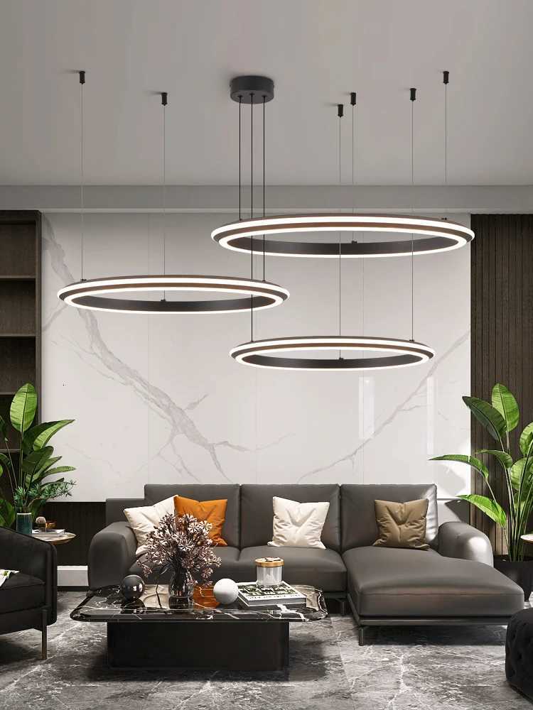Living Room Chandelier Modern Simple Led Ring Master Bedroom Lamp Bar Island Table Restaurant Lamp Kitchen Pendant LightsXJ250725