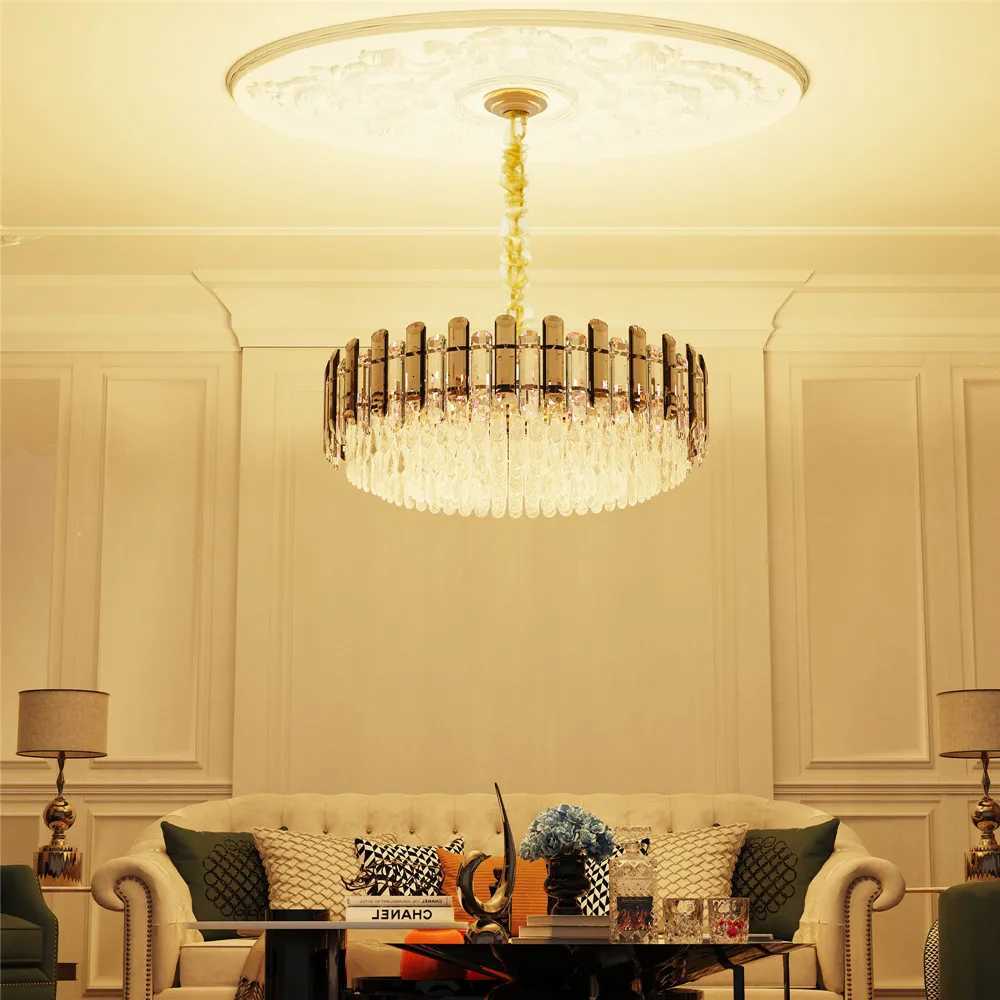 Luvodi Modern Crystal Chandelier Raindrop Pendant Light With 3 Color Lights For ChooseXJ250725