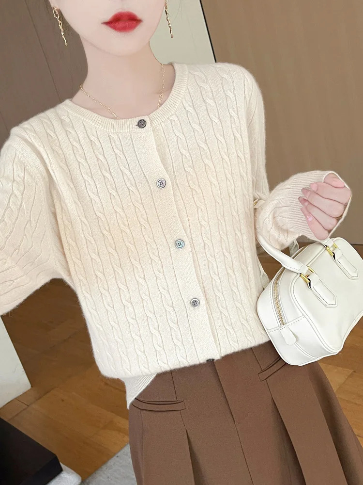 Early Autumn Boutique Knit Cardigan Round Neck Thin Casual Fashion Loose Comfortable Long Sleeve Cardigan For Women-ZD3001 250725