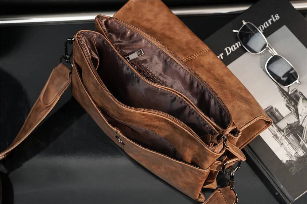 Pu Men Bag Messenger Casual Men's Travel Bag Clutch Crossbody Bags Male Shoulder PU Leather Handbag NEW 2024 Sac