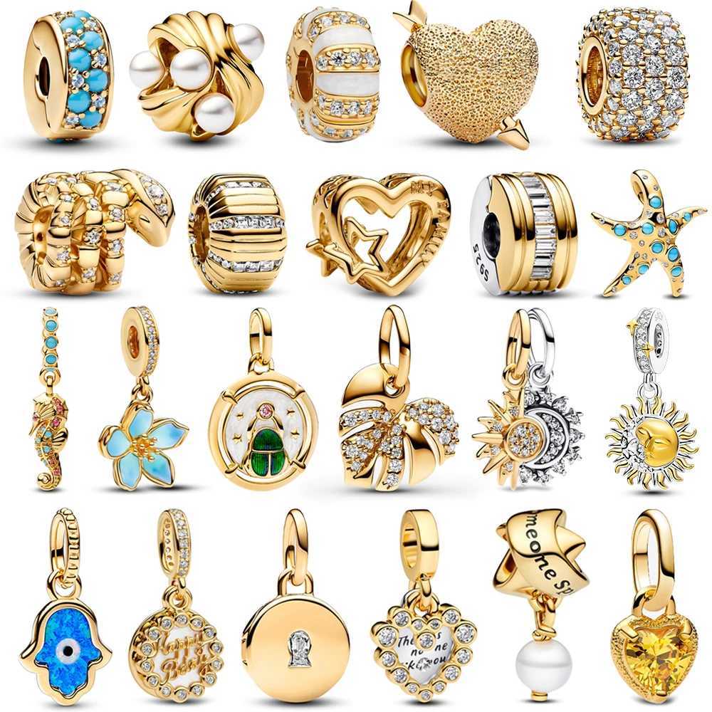 925 Sterling Silver Gold Moon Sun Split Dangle Charm Fit Original Bracelet Divine Eye DIY Necklace Jewelry Accessories XJ250726