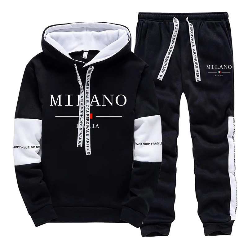 est Fahsion Mens Sportswear Hooded Sweatshirts Jogger Pants Male Daily Casual Sport Jogging Suit Italia Milan Printed Hoodies 250717