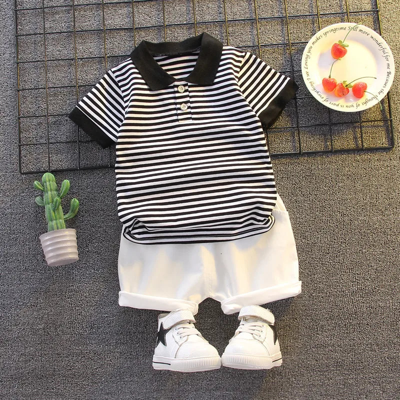 Summer Cotton Clothes for Children Baby Boys Girls Striped TShirt and Shorts 2pcs Set Toddler Fashion Tracksuit 250725