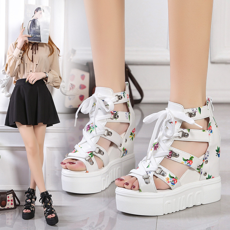Wedge Platform Sandals for Women Open Toe 12cm Heel Stylish Summer Shoes Comfortable High Heel Sandals for Casual or Dressy Outfits