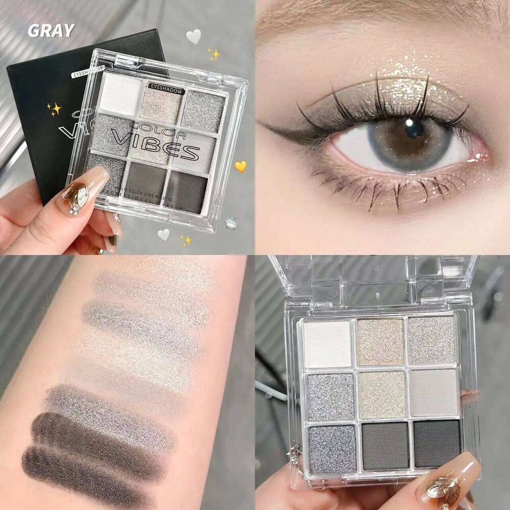 9 Colors Glitter Eyeshadow Avocado Green Shimmer Pearlescent Matte Colorful Shadows Palette Waterproof Eye Make Up