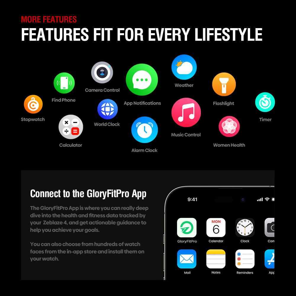 2025 Zeblaze Stratos 4 GPS Smartwatch 1.43 AMOLED Screen Heart Rate Blood Pressure Altimeter Flashlight Voice Calling Smart Watch X250726