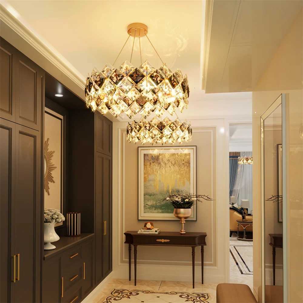 1UVODI Crystal Chandelier Pendant Light Fixture Modern Hanging Ceiling Gorgeous Decors Lighting for Home HotelXJ250725