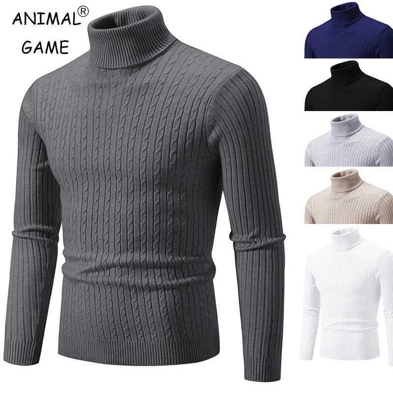 New Mens High Neck Sweater Solid Color Pullover Knitted Warm Casual Turtleneck Sweatwear Woolen Mens Winter Outdoor Tops Z250725