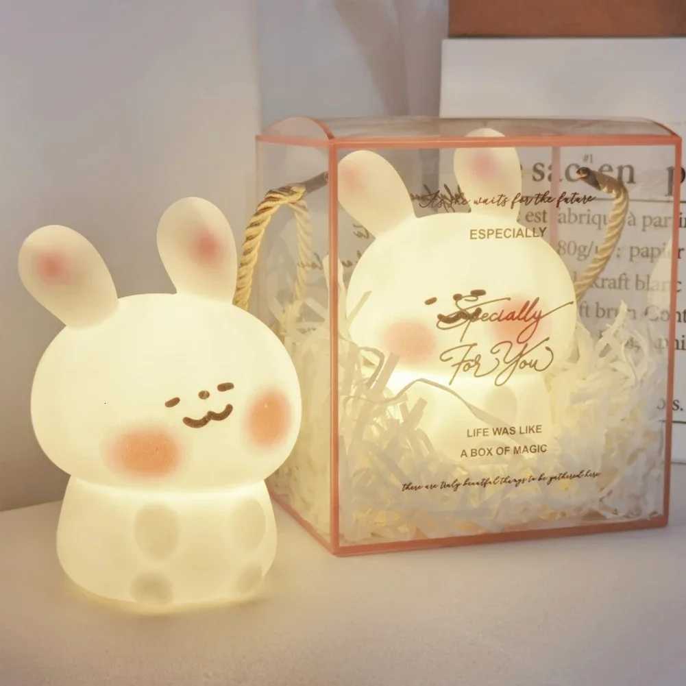 Big Face Rabbit Night Light Cute Silicone Rabbit Cartoon Soft Lamp Touch Night Light Childrens Sleep Light Room Decoration Gift XJ250725
