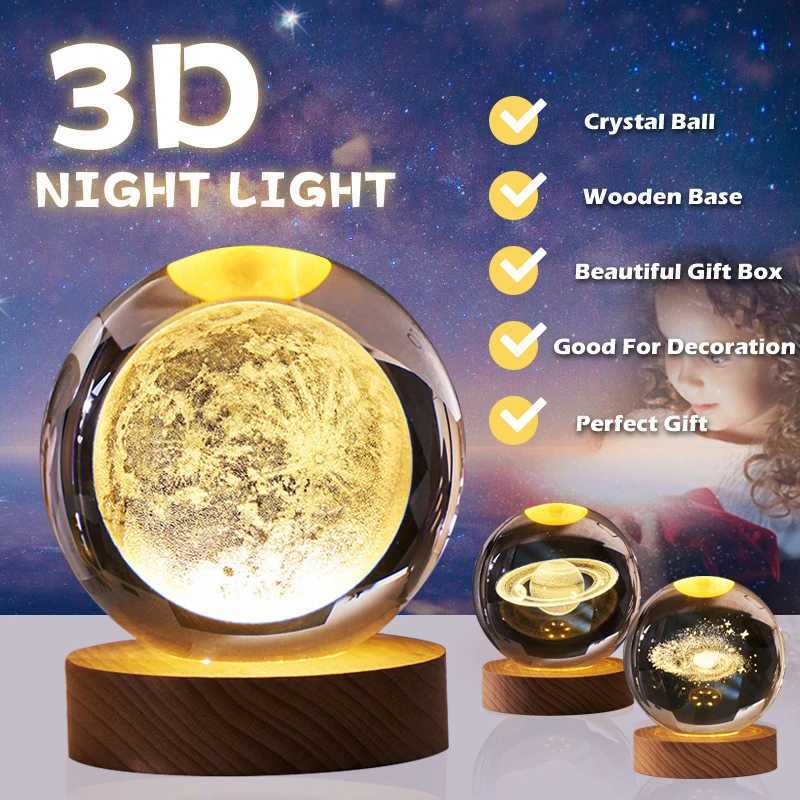 Crystal Ball Night Light LED Galaxy Children Night Lamp For Bedroom Ambient Light Creative Gift Night Light USB LED Light XJ250725