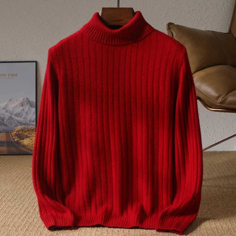Men Winter THiCK 100% Merino Wool Sweater TurtleneCK Pullover Smart Casual Cashmere Knitwear Soft Warm CloTHing Z250725