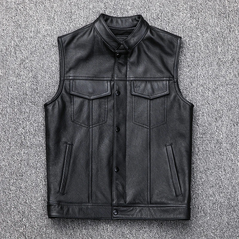 Autumn Winter Mens Faux Leather Waistcoat Classical Men Stand Collar Motorcycle Biker Vest Stylish Clothing 250725