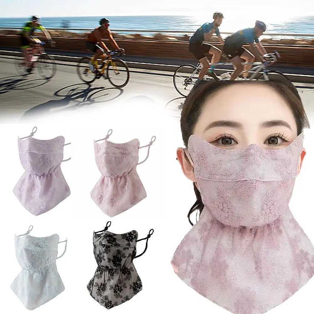 Quick Drying Silk Mask Flower Pattern Ear Hanging Sunscreen Mask UV Protection Neck Wrap Bandana Scarf Sun Blocking Mask Z250725