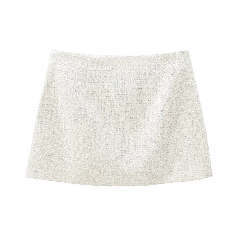 MUJER White Tweed Bomber Jacket Women Varsity Cropped Woman Outerwears Demiseason Jackets for Spring Womens Coats 250725