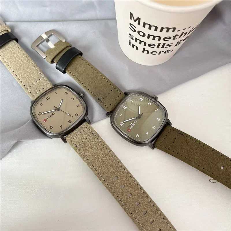 Brand Quartz Watch Youth Student Watch Vintage Square Dial Leather Belt Wristwatch Casual Fashion Mens Gift Clock X250726