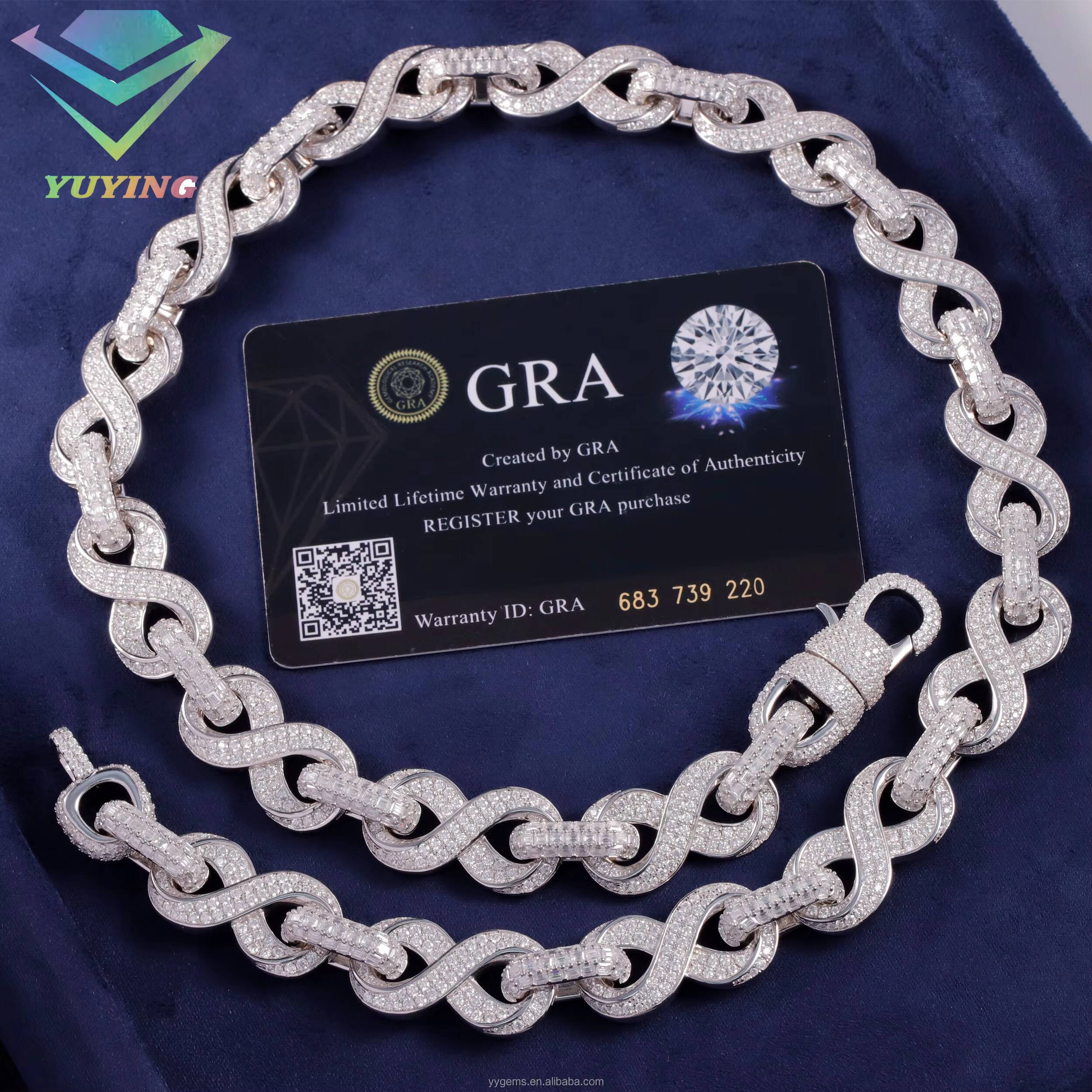 Custom Hip Hop Jewelry Iced Out VVS Moissanite Diamond Infinity Chain GRA Certificate 925 Silver Infinity Link Chain for Men