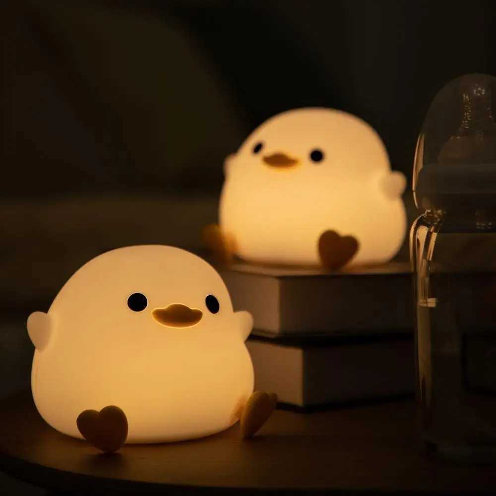 Duck Night Light Doudou Duck Silicone Lamp Pat Control USB Rechargeable Birthday Gift for Kids Soft Warm Room Decor XJ250725